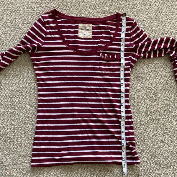Hollister Striped Boatneck Quarter Length 3/4 Sleeve Shirt Top Blouse Sz XS EUC - Image 5