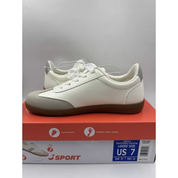 New J Sport Cecily Women’s Sneaker Suede White/Grey Low Top Shoes Size 7 US - Image 9