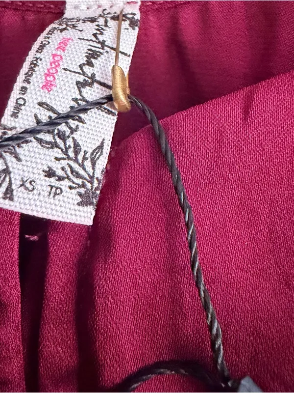 Free People Button-Front Smocked Hem Crop Camisole in Berry - Image 2