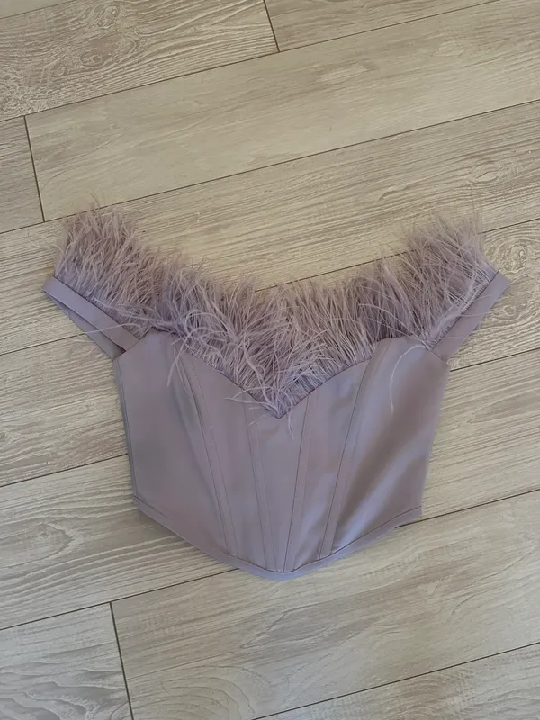Miss Circle Fur Trim Corset Top - Image 3