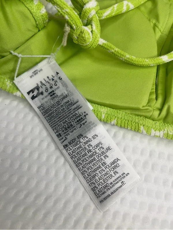 Billabong That’s Cute High Neck Bikini Top S Green White NWT MSRP $69.95 - Image 7