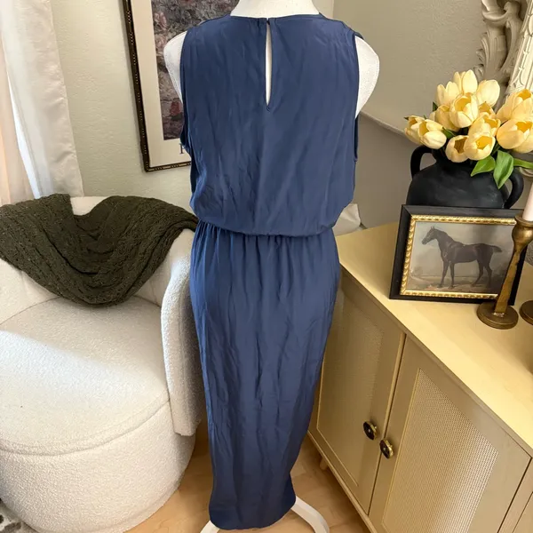 AMANDA UPRICHARD‎ Blue Tulip Silk Midi Dress Size Small - Image 4