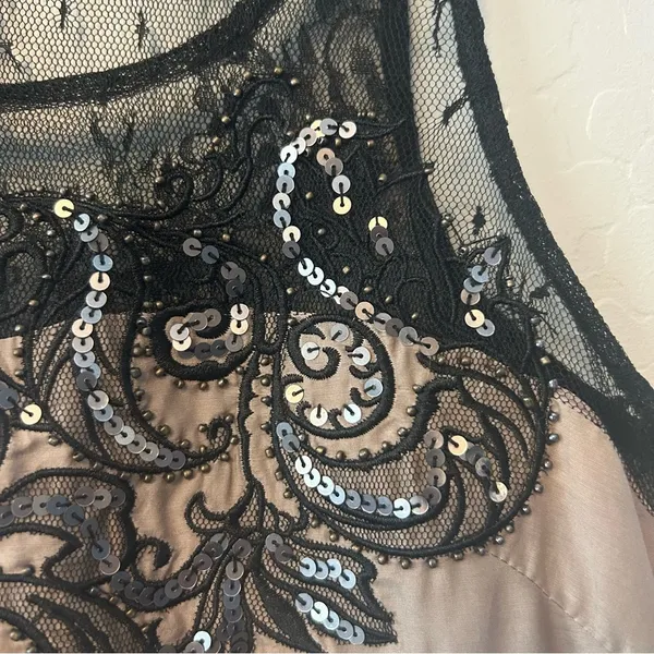 Miss Me silk blend sequined lace peplum babydoll tank blouse size medium y2k - Image 7