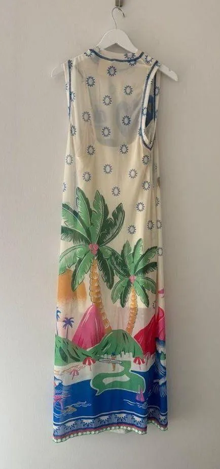 FARM RIO Graphic Mesh Midi Dress XS - Image 9