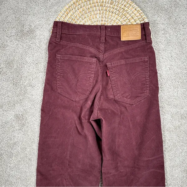 Levi’s Women’s Ribcage Straight Ankle Corduroy Pants High Rise Retro in Red 25 - Image 8