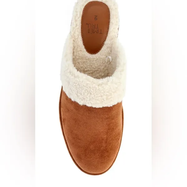 TIME and TRU Womens Wedge Clog Faux Suede/Fur Size 11 Memory Foam Insole New - Image 5