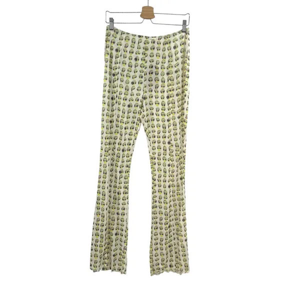 Meshki Nora Mesh Straight Leg‎ Pant Sheer Alien Print Cream Green Size XL - Image 3