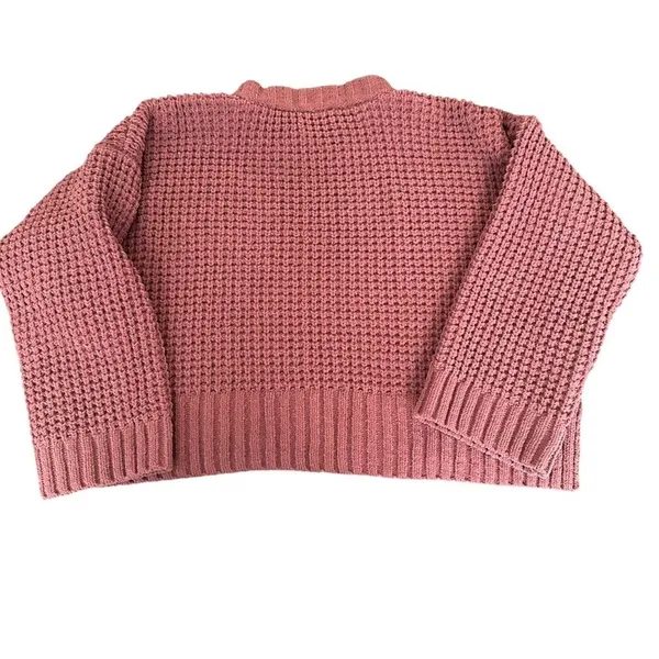 Altard State Brick‎ Red Chunky Waffle Knit Mock Neck Pullover Sweater Womens M - Image 5
