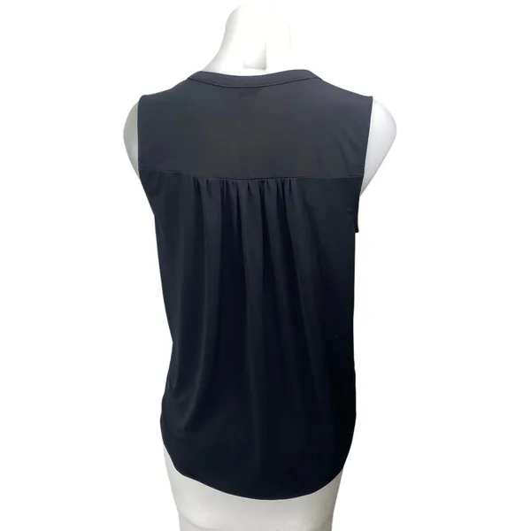 Ann Taylor Women's Black Sleeveless Notch V Neck Tank Blouse Shirt Top Size S - Image 2