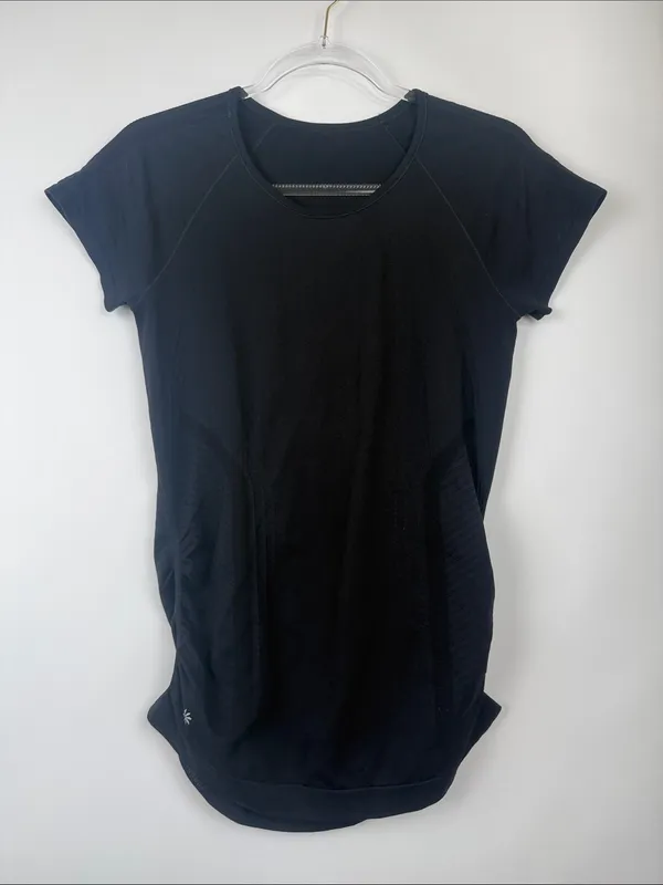 Athleta Speedlight Athletic Seamless Black Tee T-shirt Short Sleeve Ruched M - Image 2