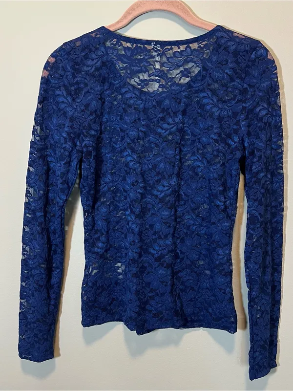 Anthropologie Women’s‎ Blue Lace Long Sleeve Layering Top XS Festival - Image 7