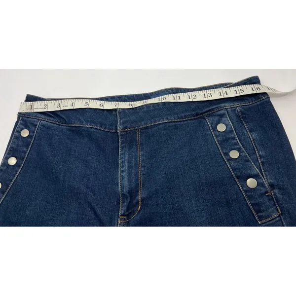 J. Jill York Denim Bootcut Jeans Size 12 Dark Wash Button Detail Stretch Pants - Image 6