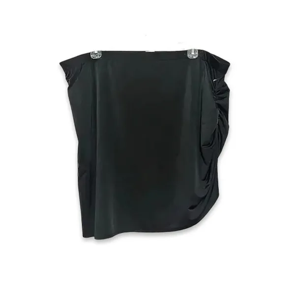 Open Edit Black Ruched Asymmetrical Mini Skirt 2X Plus Bodycon NWOT Edgy Sexy - Image 2