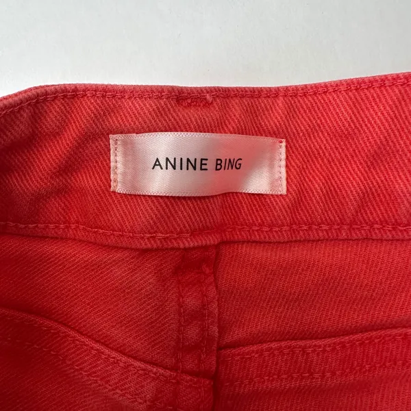 Anine Bing Denim Jeans Button Fly High Rise Orange‎ Peach Women's Size 28 - Image 8