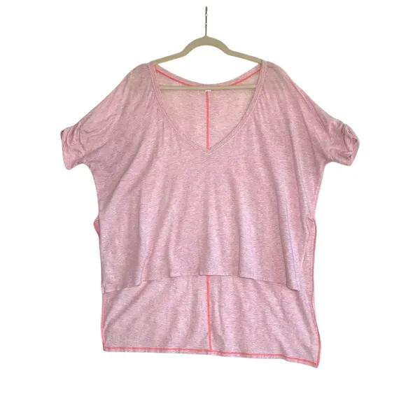 LULULEMON My Mantra V-Neck Hi Low Top Tunic Sz 12/14 Pink Athletic Everyday - Image 3