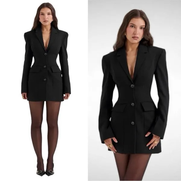 House of cb XS Tall Amia Black Blazer Mini‎ dress black - Image 2