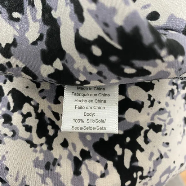 Porridge Top Womens Large Ruffle Silk Camisole‎ Pollock Abstract Black Tank - Image 8