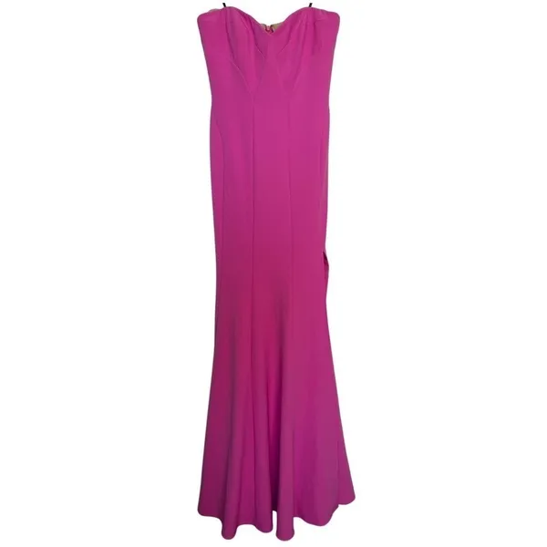 Theia Sunny Pink Strapless Sweetheart Slit Formal Gown Dress Small - Image 2