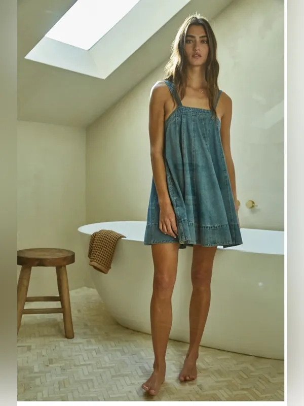 Free People By together denim mini dress - Image 3