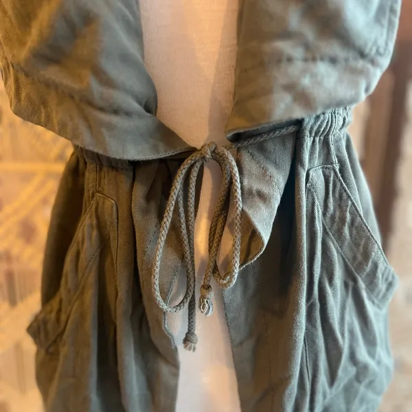 Harper Olive Green Vest with Waist Tie - Image 6