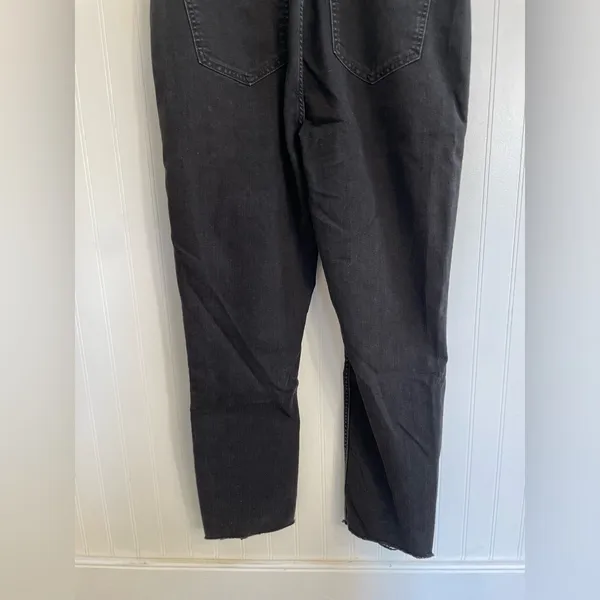 MADEWELL Skinny Overalls in Lunar Wash Black Denim Raw Hem Size L - Image 12