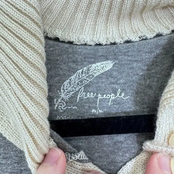 Free People Y2K Bella Swan Tunic Sweater Dress Elbow Patch‎ Women's Size M - Image 4