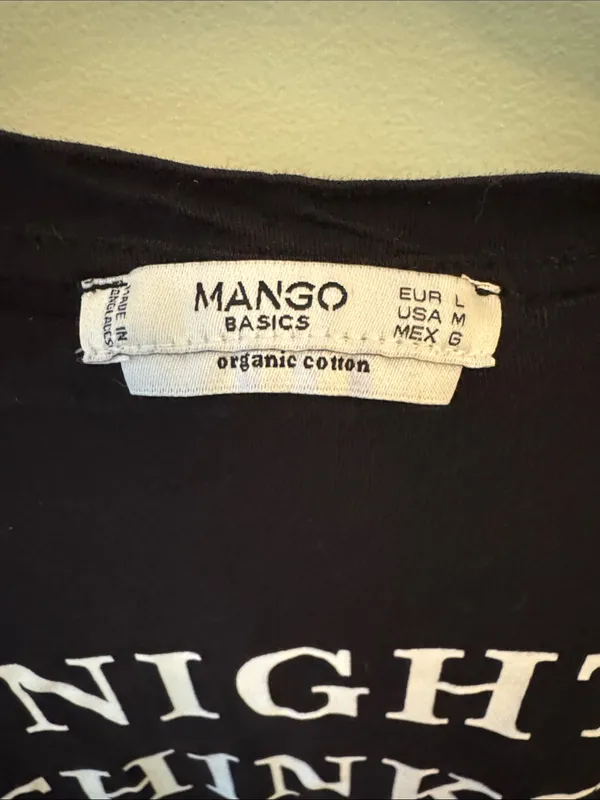 Mango Black Short-Sleeve "Night Thinker" Graphic Tee - Image 2