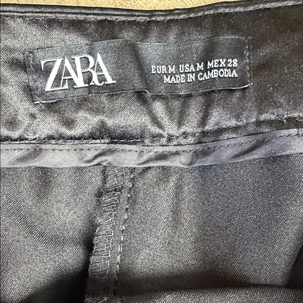 Zara NWT Black Lace Tuxedo Ankle Pants Satin‎ Trim Slim Straight Size Medium - Image 6