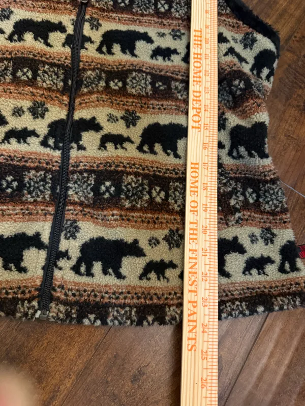 Woolrich Womens Fuzzy Faux Fur Fleece Size Large Zip Up Bears Nordic Geometric - Image 7