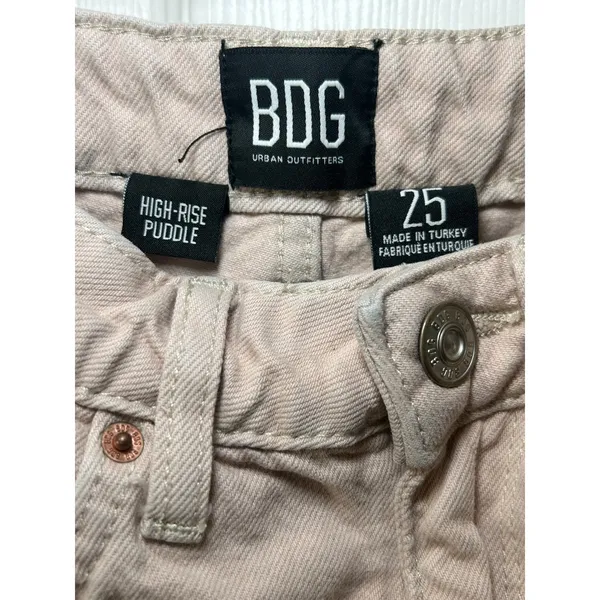 BDG High Rise Puddle Pink Wide Leg‎ Jeans Women's Size 25 100% Cotton - Image 2