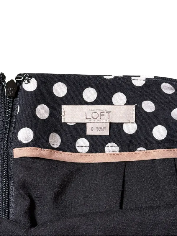 Loft Ann Taylor Black & White Polka Dot Skirt Sz 0 Office Lined Pencil Skirt Classic - Image 2