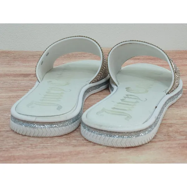 Juicy Couture Women Shoes Sandals Yippy Silver Rhinestones Slide Size 6 - Image 8