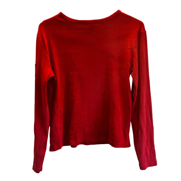 Ralph Lauren red long sleeve tee shirt medium preppy holiday - Image 3