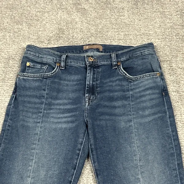 Seven 7 For All Mankind Bootcut Jeans Women 30 Med Wash Stretch Split Hem - Image 2