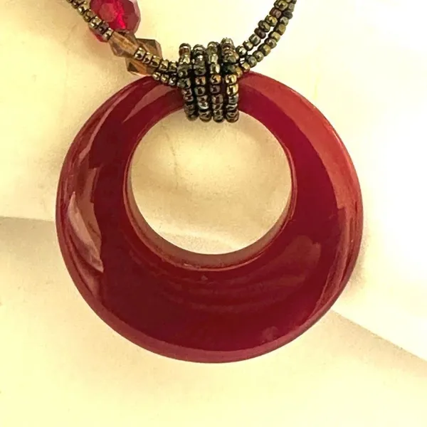 Lia Sophia red beaded double stranded pendant necklace - Image 7
