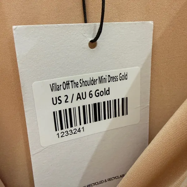 NWT Princess Polly Villar Off The Shoulder‎ Mini Dress Gold Size 2 - Image 8