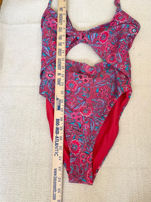 Veronica Beard Aniston Red Floral Print Cutout One Piece Swimsuit Size XS NWOT - Image 6