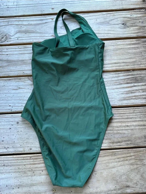 NWOT Quince Italian one shoulder swimsuit palm extra small - Image 5