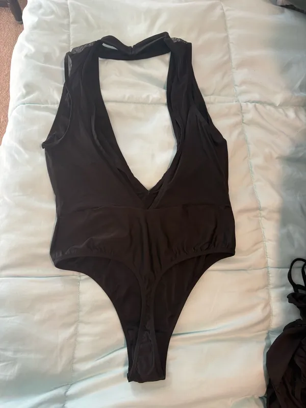Victoria’s Secret Black Deep V One-Piece Lingerie - Image 2