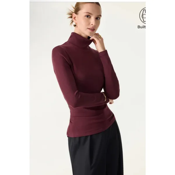 Brand New OGL ProWarm Turtleneck Long Sleeve Brami Beige Small Sweater Top - Image 2