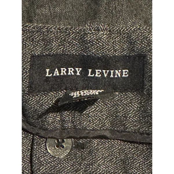 Larry Levine High-Waisted Wide Leg Trousers Size 10 Dark Gray Herringbone - Image 4
