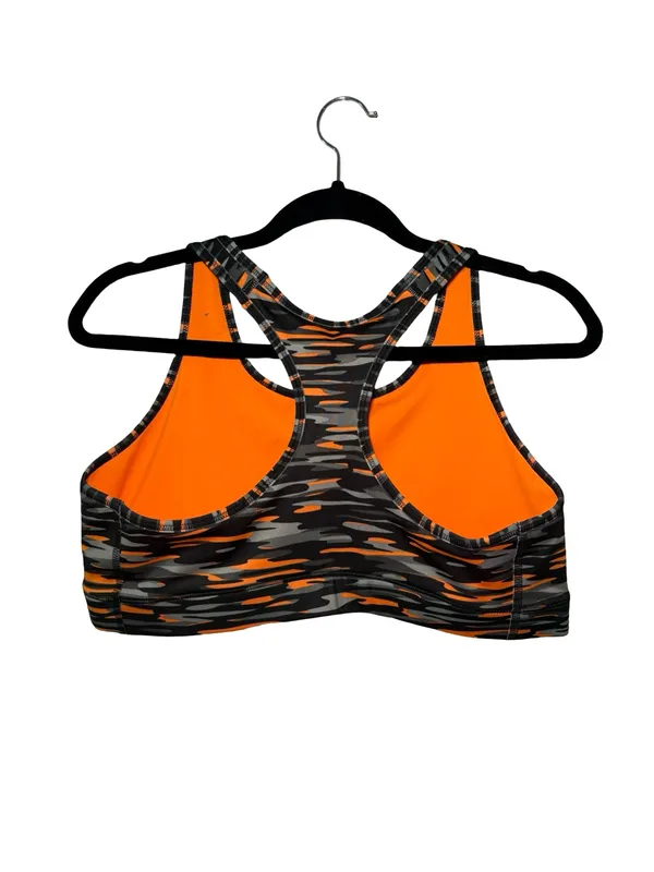 Nike Women's Dri-FIT Sports Bra - Black, Gray, and Orange Camo-Print - Image 3