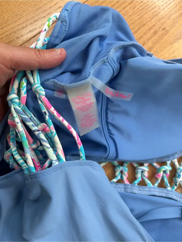Lilly Pulitzer‎ Blue Isle Lattice Plunging V-Neck One-Piece Swimsuit 12 - Image 4