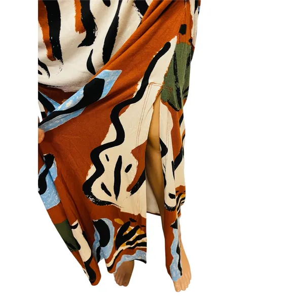 Celandine Suzanne Lustig Gabbie strapless ruched tube dress size L abstract boho - Image 14