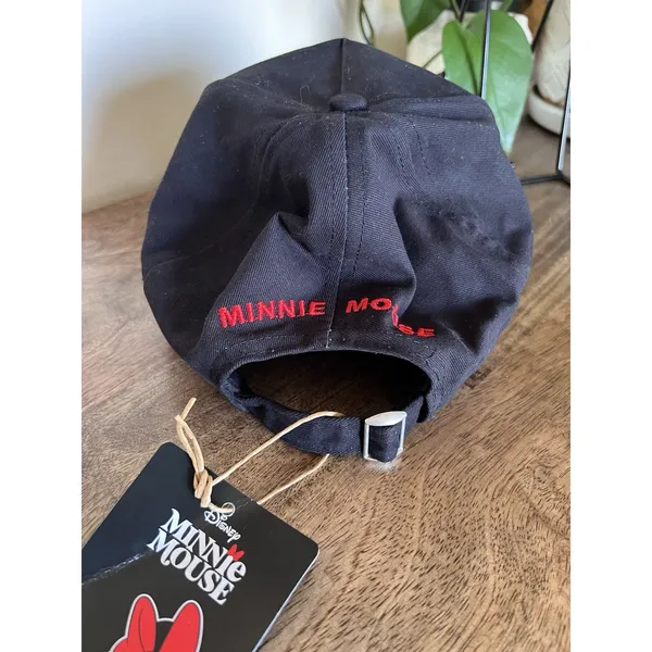 Disney Minnie Mouse Baseball Cap Women OSFM Black Red Bow New NWT Adjustable Hat - Image 3