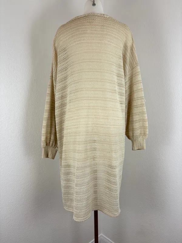 Anthropologie cream longline textured open knit duster cardigan - Image 4