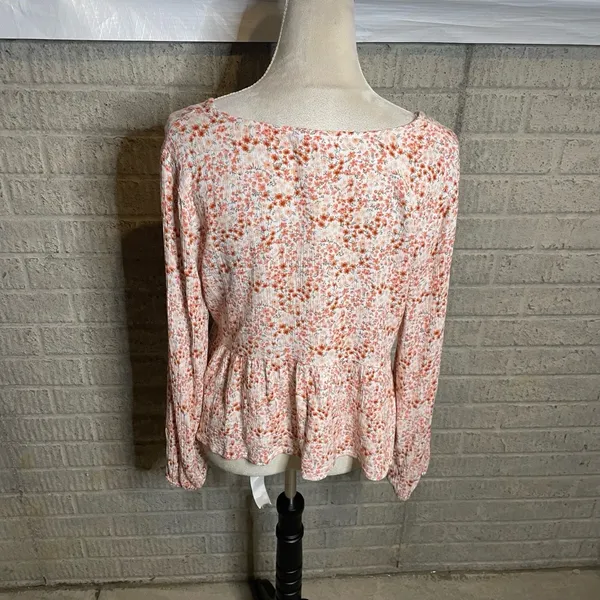 Hippie‎ Rose Floral Boho Long Sleeve Top Large - Image 3