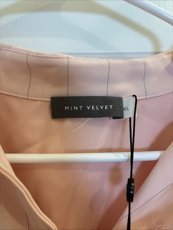 NWT Mint Velvet Pink Pinstripe 2 Piece Shirt Pants Set XL - Image 2