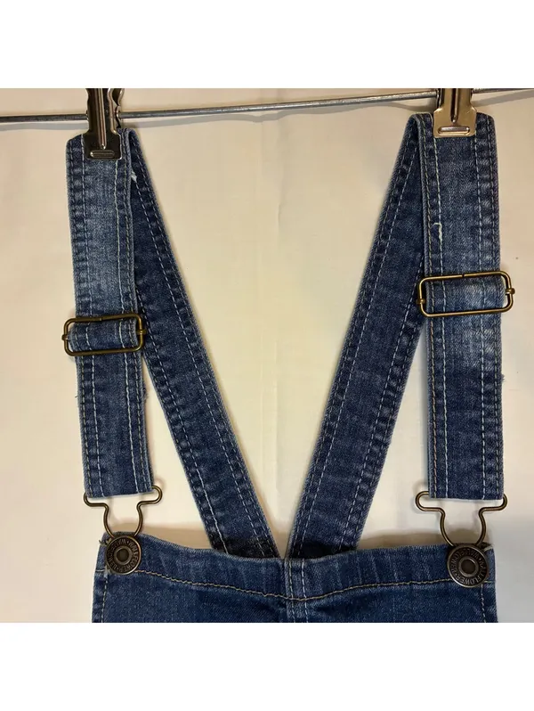 WallFlower Distressed Denim Y2K Overall Shorts Womens M Shortalls Dark Frayed - Image 4