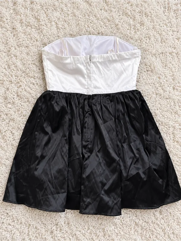 Maddy Paige Satin Strapless Homecoming Mini Dress – White/Black – 5/6 - Image 6
